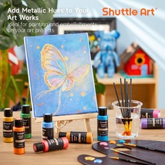 Shuttle Art 30 Colors Metallic Acrylic Paint, Artist Grade Metallic Paint in Bot