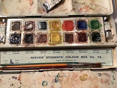 VINTAGE REEVES WATERCOLOUR No.73. Green Tin– ENGLAND. 1937.