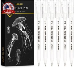 HNIHUY White Gel Pens,1mm, 0.8mm Fine Point Opaque White Archival Ink Pen for Bl