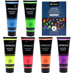Glow in the Dark Acrylic Paint Set – 6 Colors, 120ml for Art, Craft, Canvas, Woo