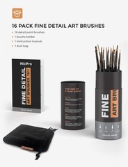 16 PCS Miniature Paint Brushes, Fine Tip Micro Model Detail Paint Brush Set f…