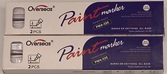 Overseas Permanent Paint Pens White Markers – 2 Packs of 2 Pens (4 Total)