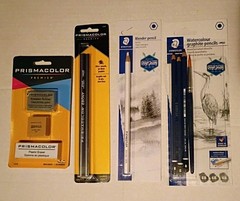 Prismacolor & Staedtler Pencil Lot Graphite + Watercolor + Erasers Art Starter