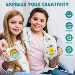 DIY Mug Painting Kit for Adults Kids with 2 Paintable Ceramic Mugs 12 Safe Pa…