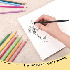 120 Sheets (3 Pack) 300gsm/140lb Sketch Book Glue Bound Tear Edge Drawing for…