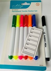 7 x Fabric Marker Pens Set. Permanent on Clothing Textiles Dye T-Shirt Shoes etc