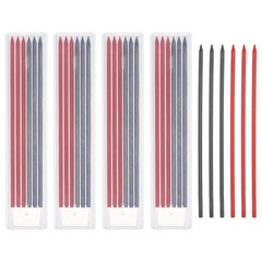 30Pcs 2.8mm Carpenter Pencil Refill, Solid Dry Pencil Refill, Black, Red