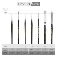 Kolinsky Sable Miniature Paint Brushes – 7pcs Detail Paint Brushes Black