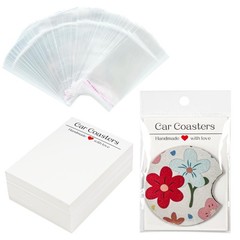 100Pcs Car Coaster Packaging for Selling, Sublimation Car Coasters Cards with 10
