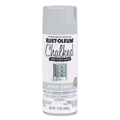 Rust-Oleum Ultra Matte Chalked Paint, Matte Aged Gray, 12 oz Aerosol Can, 3/Pack
