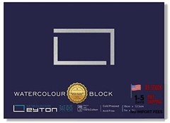 Non-Warping 100% Cotton Watercolor Paper Block – 20 Sheets of 160lb/350gsm