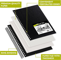 8.5″x11″ Hardbound Sketch Book, Double-Sided Hardcover Sketchbook, Spiral Sketch