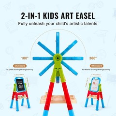 Art Easel for Kids, 2-in-1 Double-Sided Kid’s Art Easel with Magnetic Whiteboard