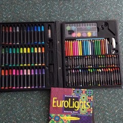 Art Studio Drawing & Coloring Set in Case w/ Crayons, Pastels, Pencils, Paints