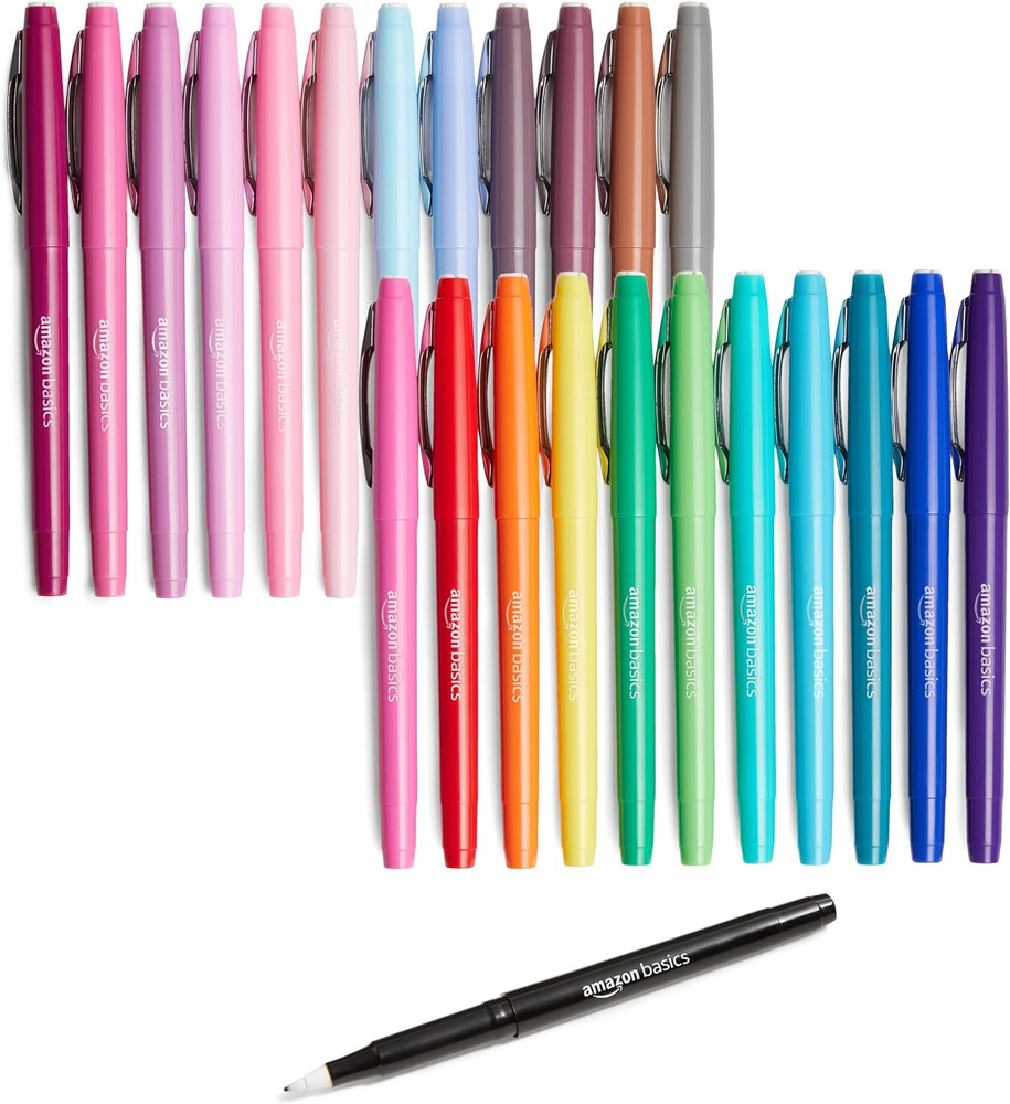 Felt Tip Marker Pens, Assorted Colors, No-Fray Felt Tip, Smear-Proof, for Writin