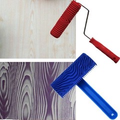 2-Piece Rubber Empaistic Wood Pattern Roller & Graining Tool for DIY Home Decor