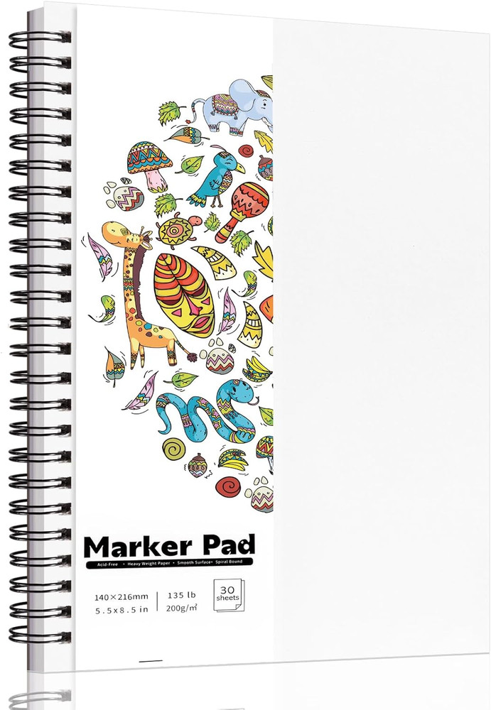 135Lb/200Gsm Marker Paper Pad, 5.5×8.5In Double Sided Bleedproof Marker Sketchbo
