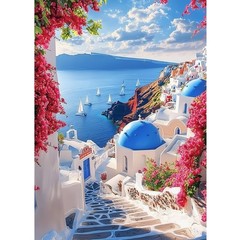 CEOVR Landscape Diamond Painting Kits 30×40 cm, blue white pink