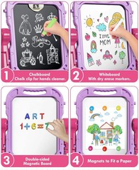 Easel for Kid Double Sided Art Easel + White Board Chalk Board Accessories