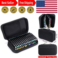 60 Slots Canvas Art Marker Case & Lipstick Organizer – Stylish Black Storage