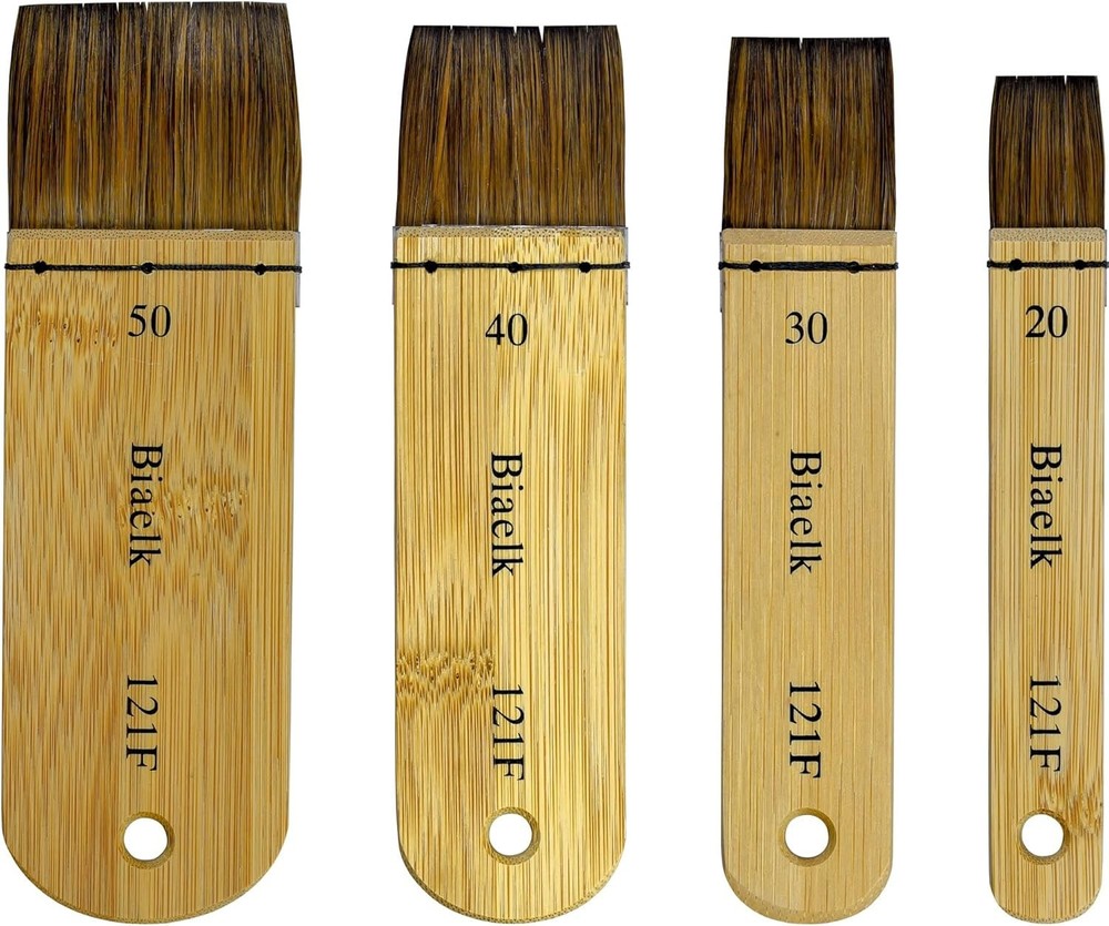 Watercolor Hake Brush Professional,Biaelk 4PCS Bamboo Short Handle Squirrel M…