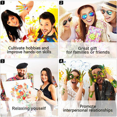 ‌Paint by Numbers for Adults Fantasy Dragon Flying under Moonlight DIY Art Kit w