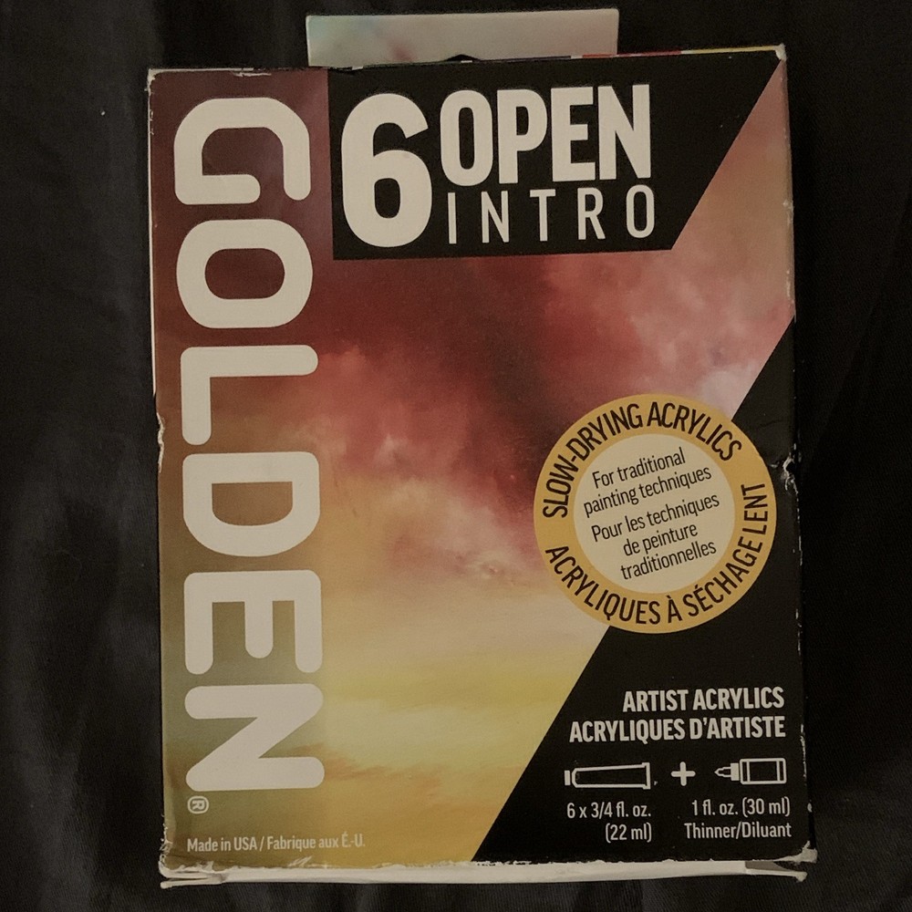 Golden OPEN Intro Slow-Drying Artist Acrylics Set 6×3/4 fl oz + Thinner