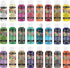 DecoArt Crafter’s Acrylic Paint Set – Popular Colors, 24 Bottles (2 fl oz)