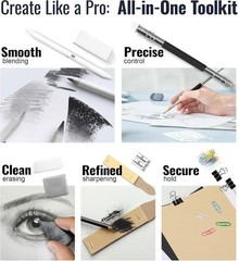 Cool Bank 106 Pack Art Supplies Sketching Kit with 3-Color Sketch Multicolor
