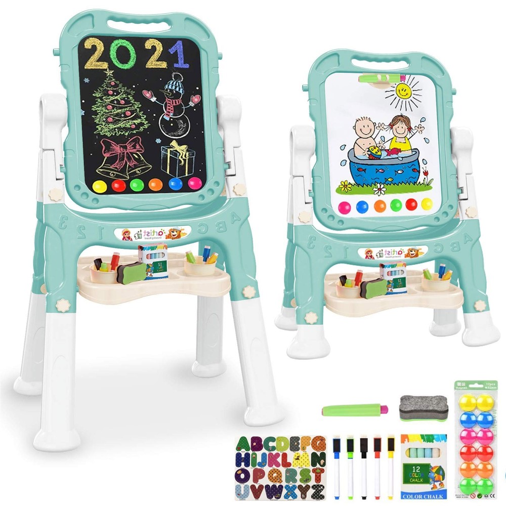 Mojitodon Kids Easel – Rotatable Double-Sided Art Easel w/Painting Accessories –