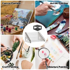 2 Pcs Clear Paint Organizer With Paint Brush Holder,7 Layers Acrylic Paint Or…