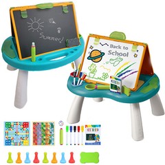 Kids Tabletop Double Sided Art Easel Whiteboard Chalkboard & Drawing Accessories