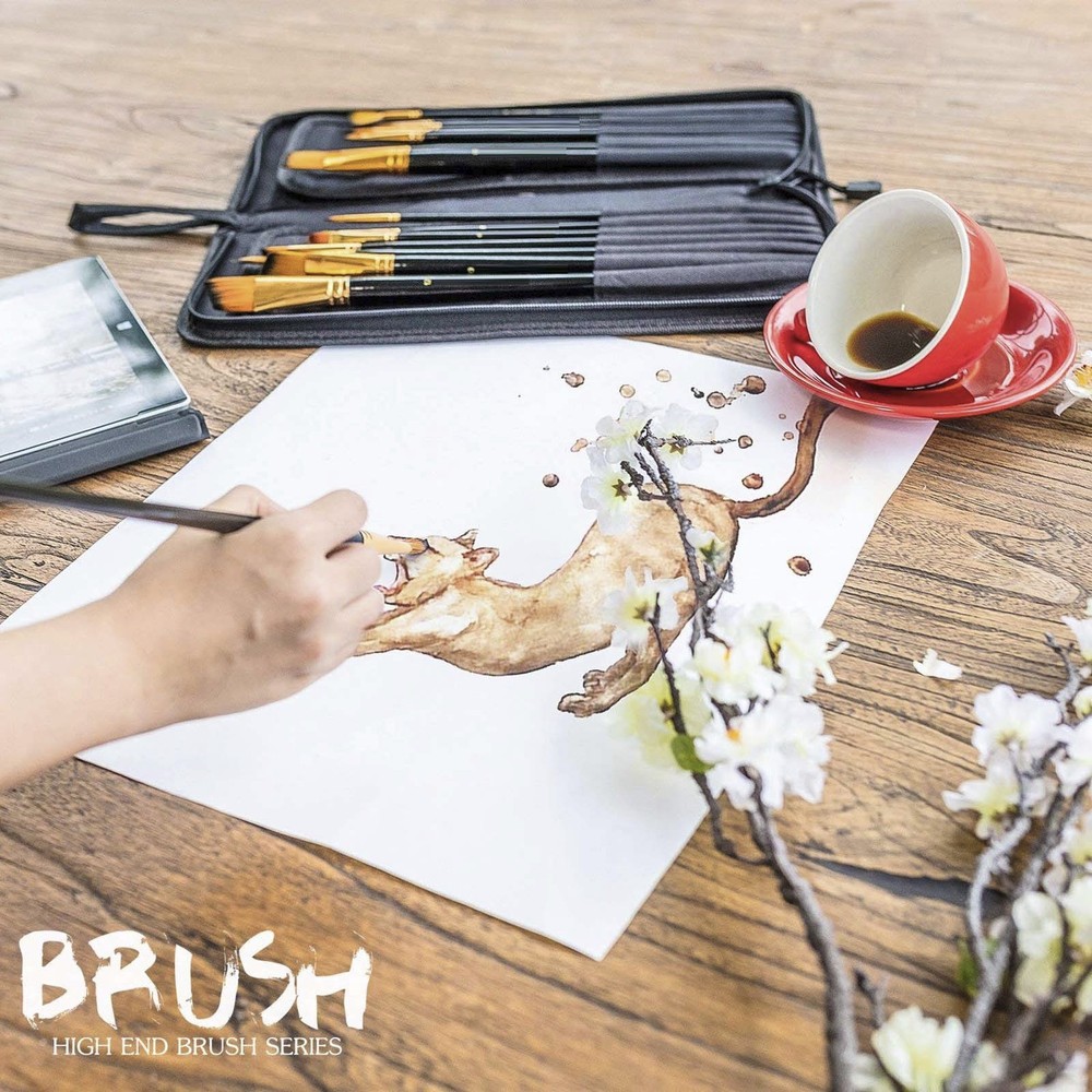 Paint Brush Set 15pc for Artists Kids Adults – Acrylic Watercolor Oil, Gift Read