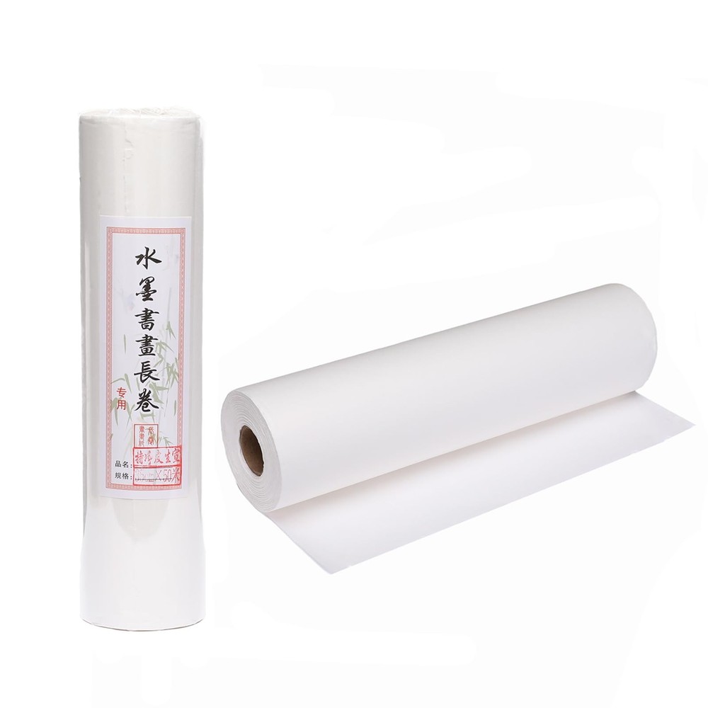 White Thicken Chinese Japanese Calligraphy Practice Xuan Paper 13.8in x 328ft