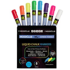 10mm Jumbo Liquid Chalk Markers – Erasable, Washable for Windows, Signs, 8 Pack