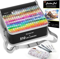 Artistic 310-Color Dual Tip Marker Collection with White Highlighters & Storage$