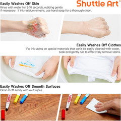 Shuttle Art Super Washable Markers, 30 Colors Broad Line Conical Tip Markers for