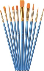 Durable Long Handle Nylon Paint Brushes Set, 10 Pack for Miniature & Detail Work