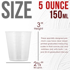 5oz (150ml) Graduated Plastic Measuring Cups, 100 Cups & 25 Mixing Sticks, Paint