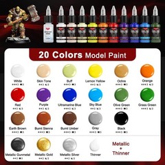 20 Colors Model Paint Set (20ml/0.6oz), Modeling Acrylic Paint Set with 3 Bru…
