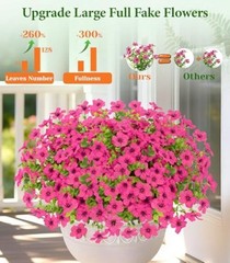 Artificial Flowers for Outdoors, 9 Bundles Artificial Plants & 9 Pack Rose Red