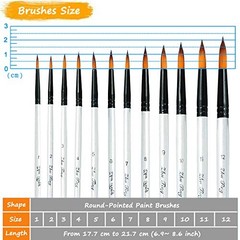 Acrylic Paint Brushes Set – 12pcs Professional Round Tip – 12 Different Sizes