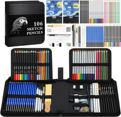 TMOL 106 Pack Art Supplies Sketching Kit with 3-Color Sketch Book, Coloring Book
