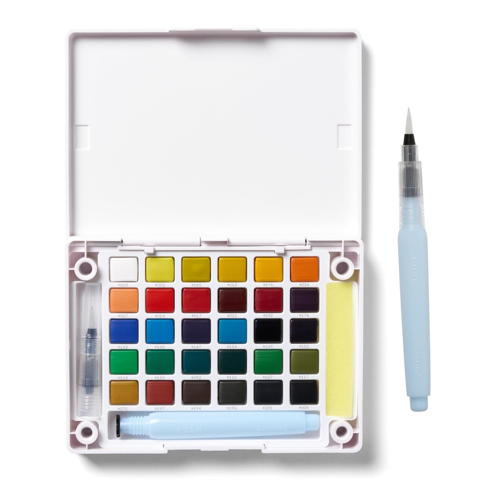 Koi Field 30 Assorted Watercolors with Water Brush Sketch Set XNCW-30N