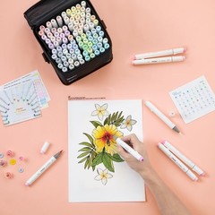 Ohuhu Marker Pens, Brush Type, 96 Light Colors, Professional Grade