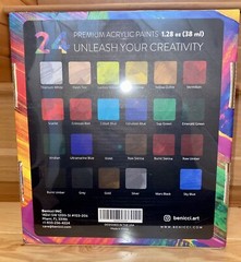 Benicci Acrylic Paint Set – 24 Colors and 12 Brushes