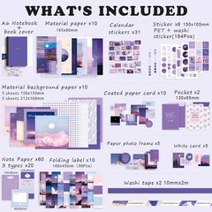 Aesthetic Scrapbook Kit 348pcs A6 Grid Notebook 256 Pages – Bullet Journal