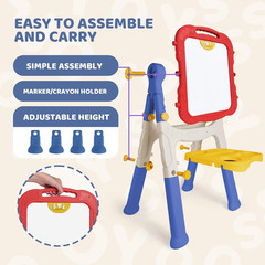 Art Easel for Kids Adjustable Toddler Easel Stand for Painting, Magnetic Double