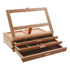 Adjustable Beech Wood Tabletop Easel with 3 Drawers & Storage