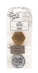 The Hook Nook Metal Pin Set 3/Pkg-Silver, Black, And Gold (Pack of 1)